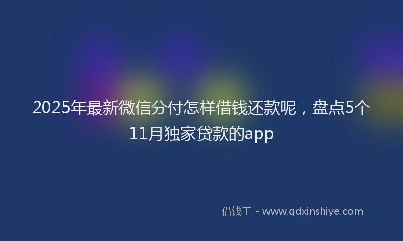 2025年最新微信分付怎样借钱还款呢，盘点5个11月独家贷款的app