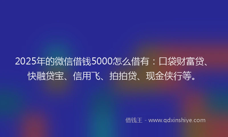 2025年的微信借钱5000怎么借有：口袋财富贷、快融贷宝、信用飞、拍拍贷、现金侠行等。