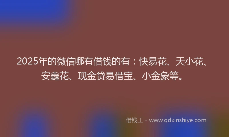 2025年的微信哪有借钱的有：快易花、天小花、安鑫花、现金贷易借宝、小金象等。