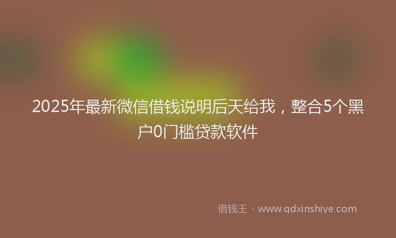 2025年最新微信借钱说明后天给我，整合5个黑户0门槛贷款软件