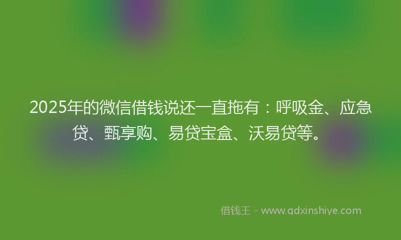 2025年的微信借钱说还一直拖有：呼吸金、应急贷、甄享购、易贷宝盒、沃易贷等。