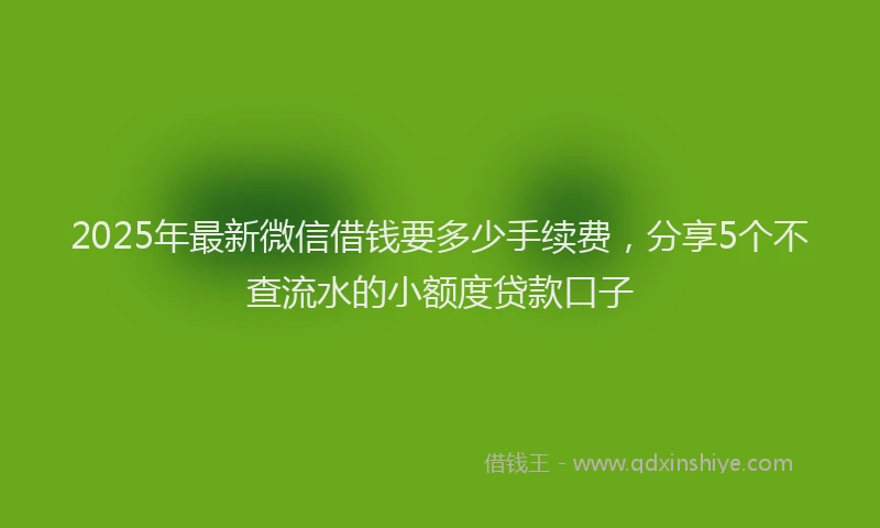 2025年最新微信借钱要多少手续费，分享5个不查流水的小额度贷款口子