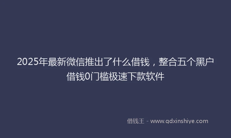 2025年最新微信推出了什么借钱，整合五个黑户借钱0门槛极速下款软件