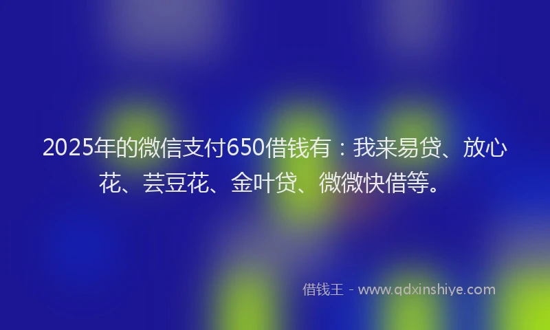 2025年的微信支付650借钱有：我来易贷、放心花、芸豆花、金叶贷、微微快借等。