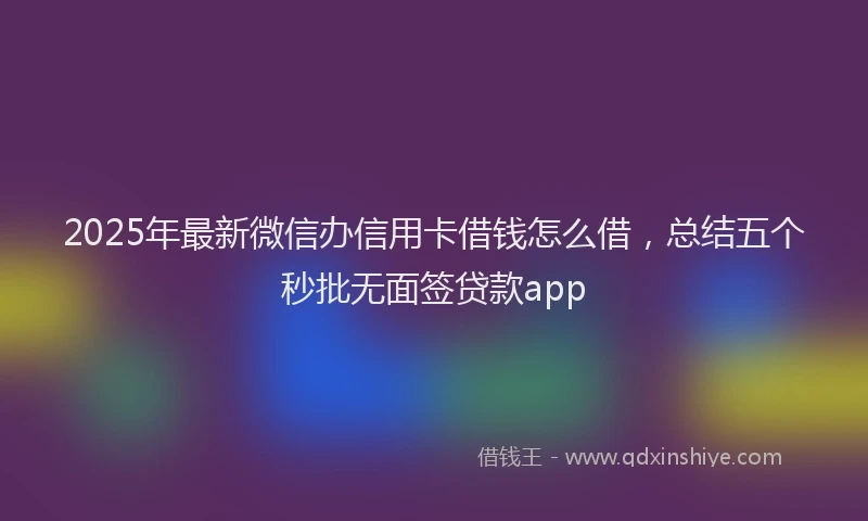 2025年最新微信办信用卡借钱怎么借，总结五个秒批无面签贷款app