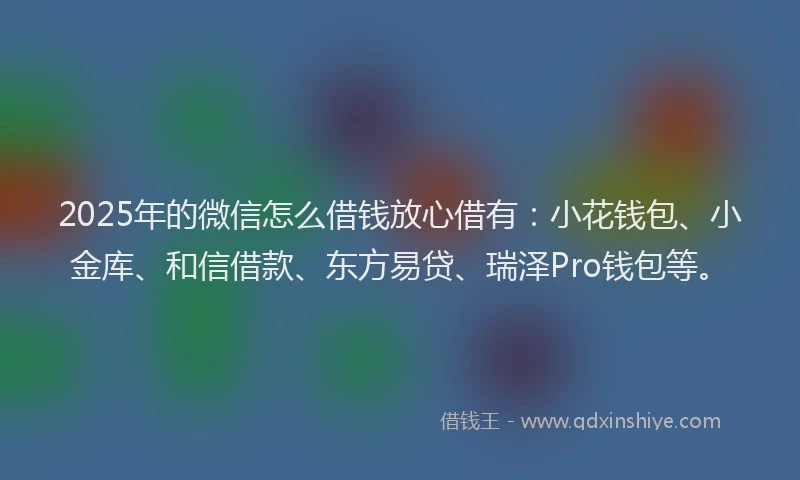 2025年的微信怎么借钱放心借有：小花钱包、小金库、和信借款、东方易贷、瑞泽Pro钱包等。
