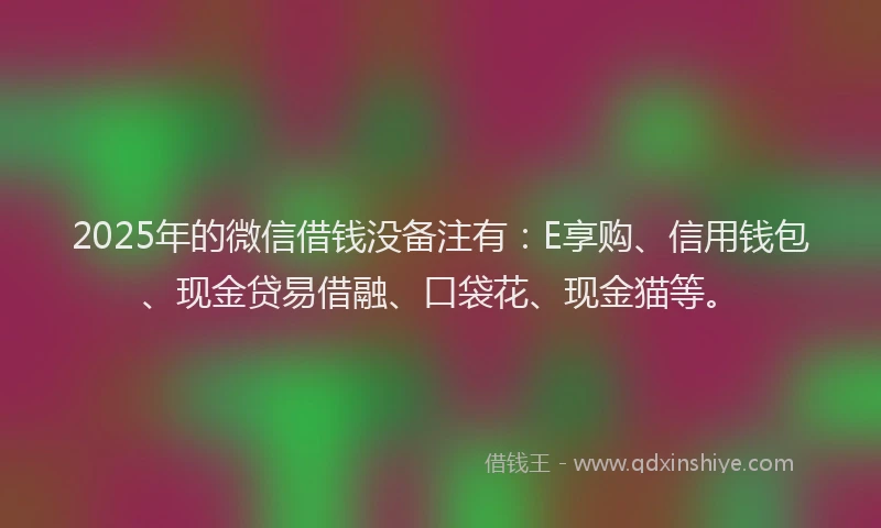 2025年的微信借钱没备注有：E享购、信用钱包、现金贷易借融、口袋花、现金猫等。