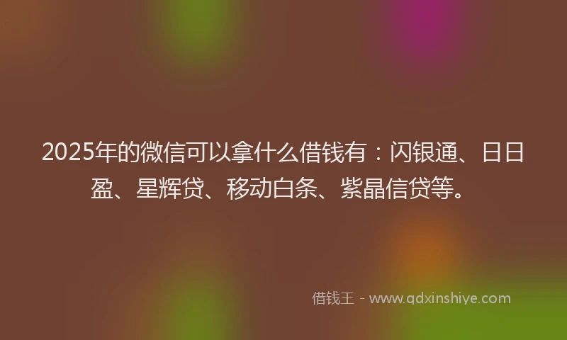 2025年的微信可以拿什么借钱有：闪银通、日日盈、星辉贷、移动白条、紫晶信贷等。