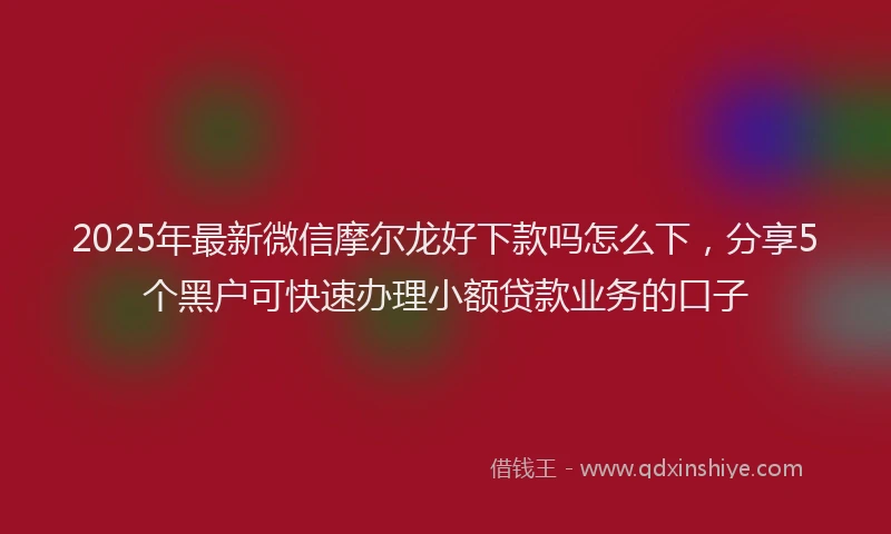 2025年最新微信摩尔龙好下款吗怎么下，分享5个黑户可快速办理小额贷款业务的口子