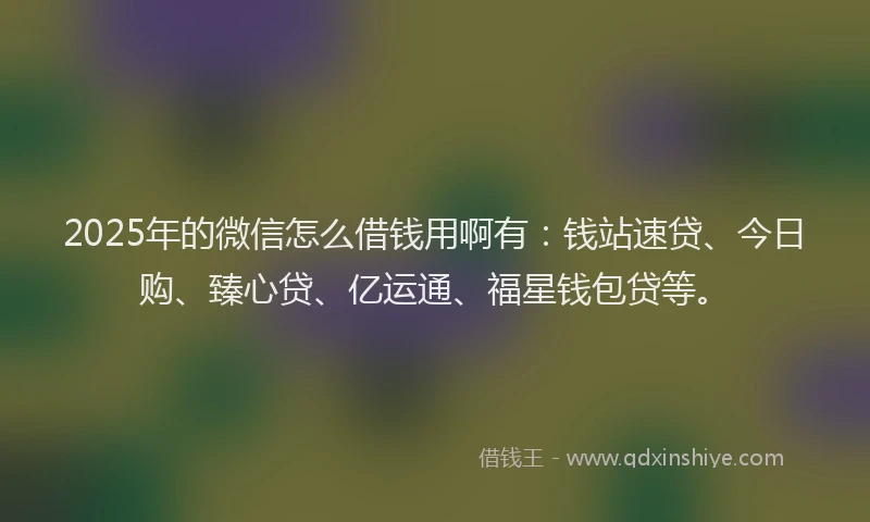 2025年的微信怎么借钱用啊有：钱站速贷、今日购、臻心贷、亿运通、福星钱包贷等。