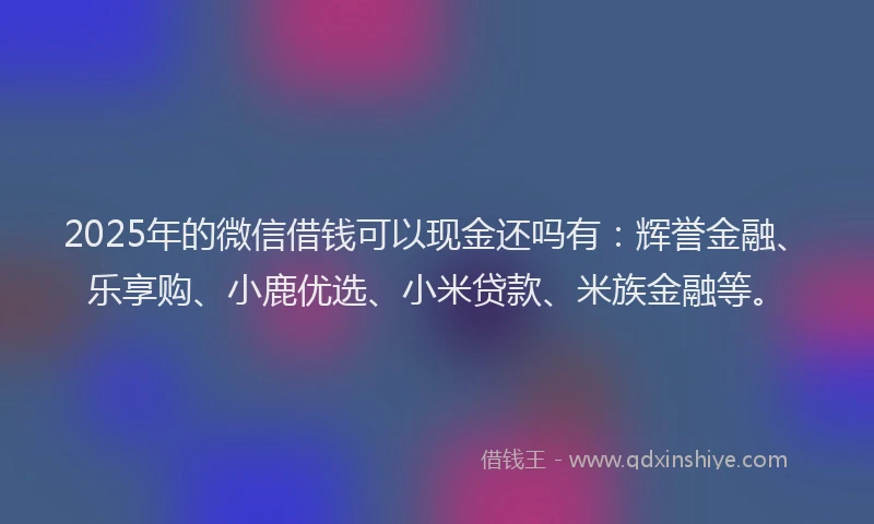 2025年的微信借钱可以现金还吗有：辉誉金融、乐享购、小鹿优选、小米贷款、米族金融等。