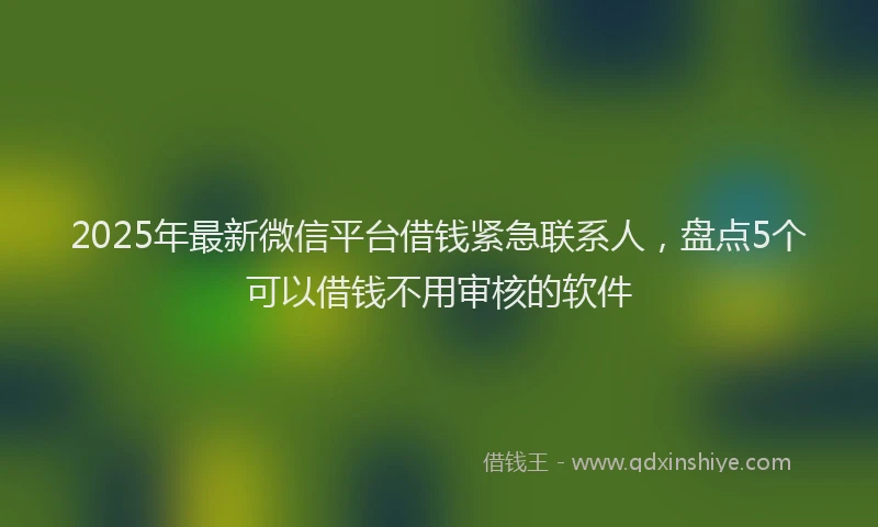 2025年最新微信平台借钱紧急联系人，盘点5个可以借钱不用审核的软件
