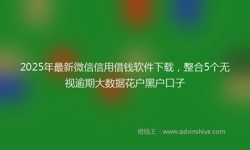2025年最新微信信用借钱软件下载，整合5个无视逾期大数据花户黑户口子