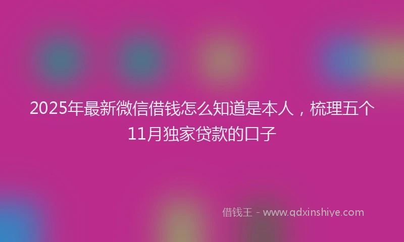 2025年最新微信借钱怎么知道是本人，梳理五个11月独家贷款的口子