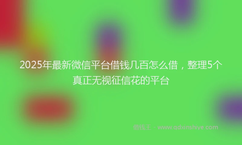 2025年最新微信平台借钱几百怎么借，整理5个真正无视征信花的平台