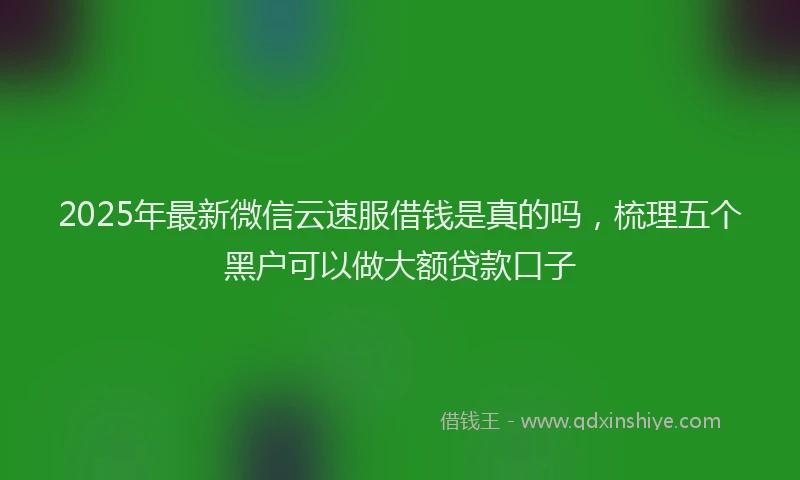 2025年最新微信云速服借钱是真的吗，梳理五个黑户可以做大额贷款口子