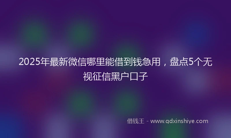 2025年最新微信哪里能借到钱急用，盘点5个无视征信黑户口子