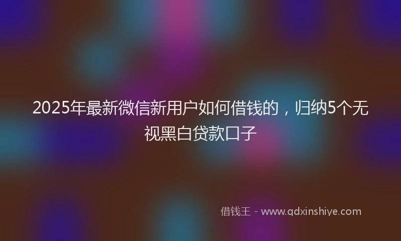 2025年最新微信新用户如何借钱的，归纳5个无视黑白贷款口子