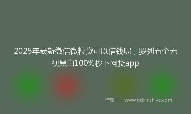2025年最新微信微粒贷可以借钱呢，罗列五个无视黑白100%秒下网贷app