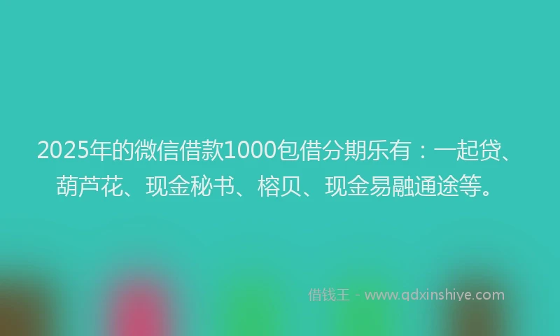 2025年的微信借款1000包借分期乐有：一起贷、葫芦花、现金秘书、榕贝、现金易融通途等。