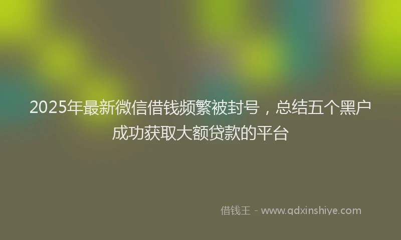 2025年最新微信借钱频繁被封号，总结五个黑户成功获取大额贷款的平台