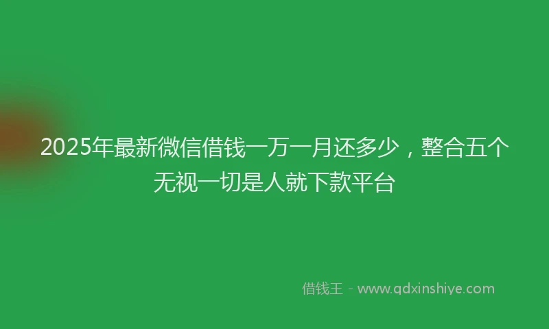 2025年最新微信借钱一万一月还多少，整合五个无视一切是人就下款平台