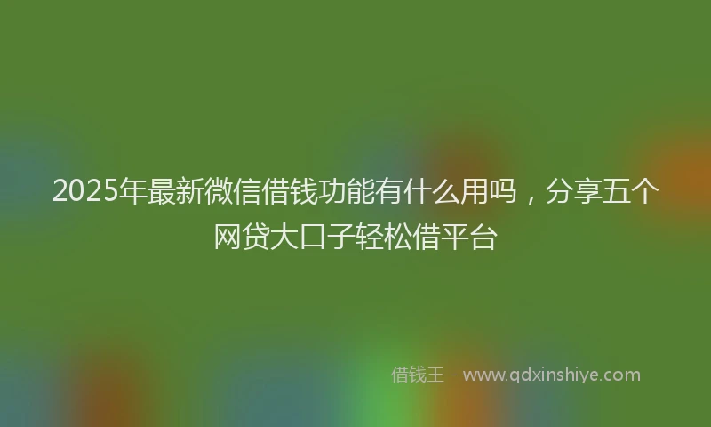 2025年最新微信借钱功能有什么用吗，分享五个网贷大口子轻松借平台