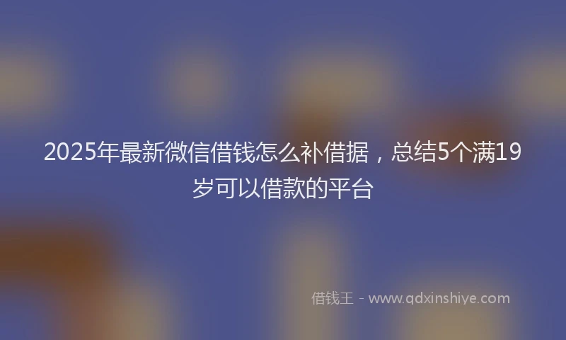 2025年最新微信借钱怎么补借据，总结5个满19岁可以借款的平台