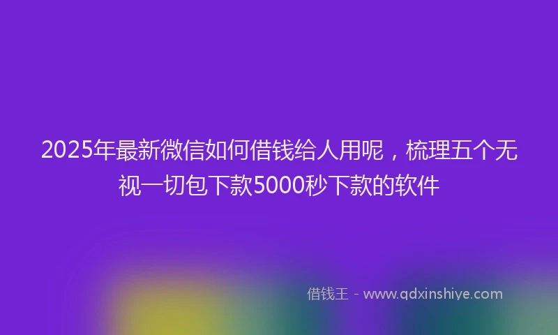 2025年最新微信如何借钱给人用呢，梳理五个无视一切包下款5000秒下款的软件