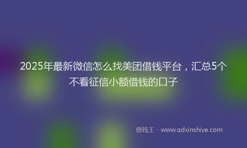 2025年最新微信怎么找美团借钱平台，汇总5个不看征信小额借钱的口子