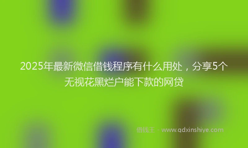 2025年最新微信借钱程序有什么用处，分享5个无视花黑烂户能下款的网贷