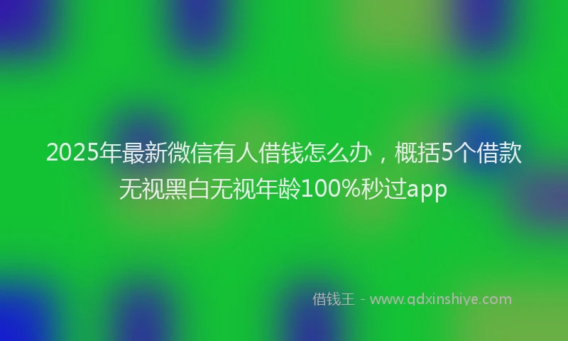 2025年最新微信有人借钱怎么办，概括5个借款无视黑白无视年龄100%秒过app