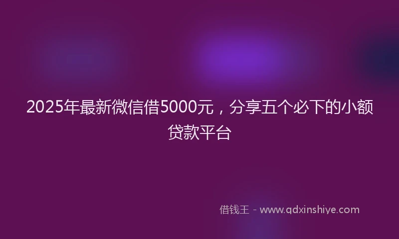 2025年最新微信借5000元，分享五个必下的小额贷款平台