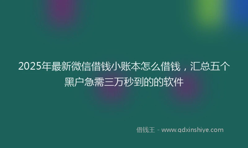 2025年最新微信借钱小账本怎么借钱，汇总五个黑户急需三万秒到的的软件