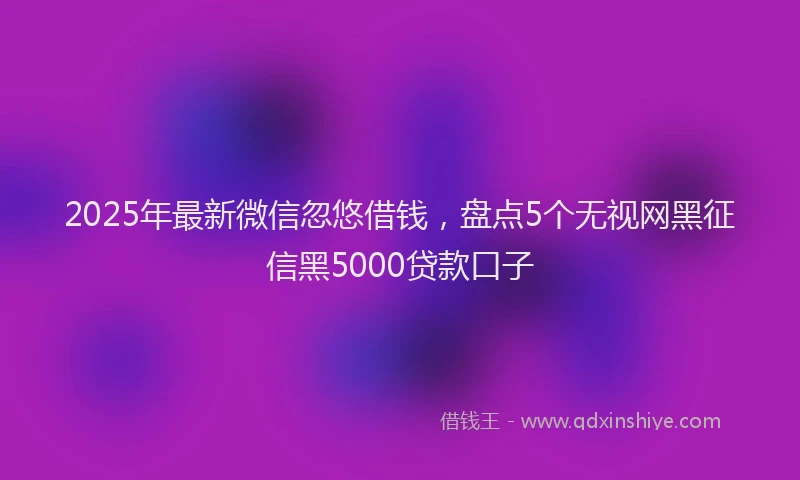 2025年最新微信忽悠借钱，盘点5个无视网黑征信黑5000贷款口子