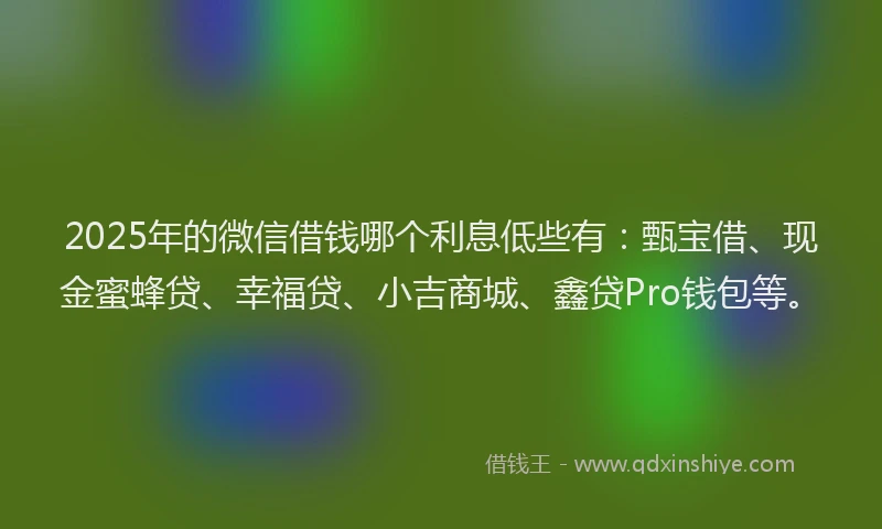 2025年的微信借钱哪个利息低些有：甄宝借、现金蜜蜂贷、幸福贷、小吉商城、鑫贷Pro钱包等。