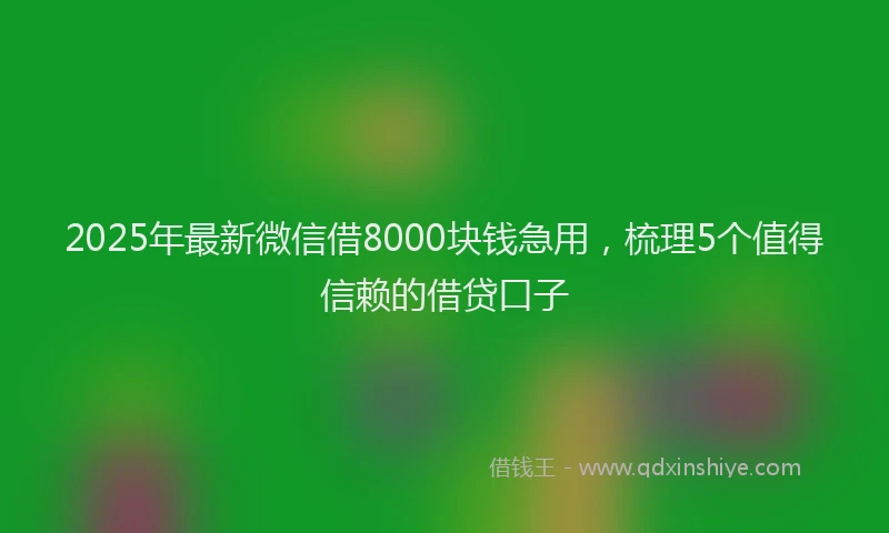 2025年最新微信借8000块钱急用，梳理5个值得信赖的借贷口子