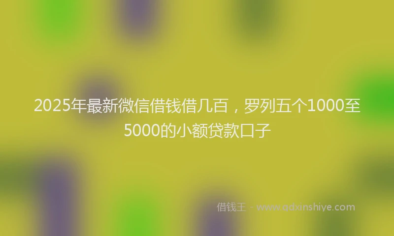 2025年最新微信借钱借几百，罗列五个1000至5000的小额贷款口子