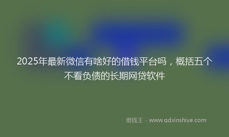 2025年最新微信有啥好的借钱平台吗，概括五个不看负债的长期网贷软件