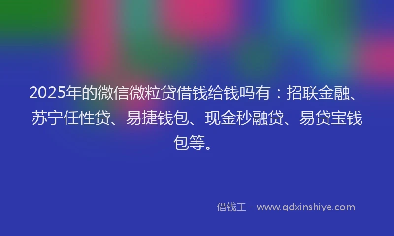 2025年的微信微粒贷借钱给钱吗有：招联金融、苏宁任性贷、易捷钱包、现金秒融贷、易贷宝钱包等。