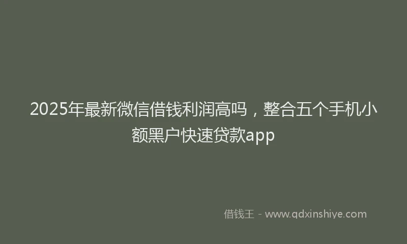 2025年最新微信借钱利润高吗，整合五个手机小额黑户快速贷款app