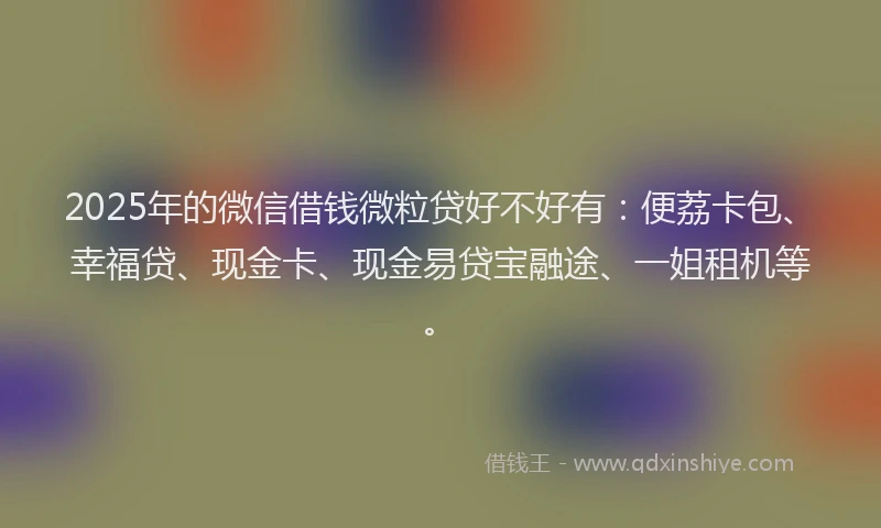 2025年的微信借钱微粒贷好不好有：便荔卡包、幸福贷、现金卡、现金易贷宝融途、一姐租机等。