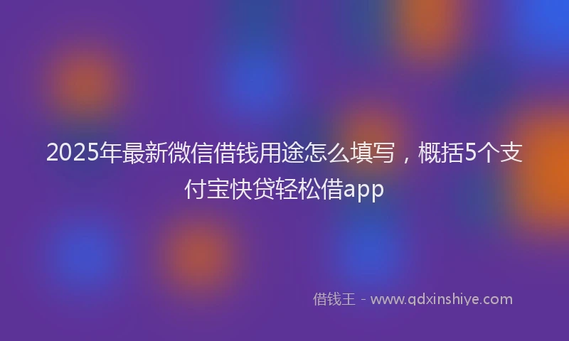2025年最新微信借钱用途怎么填写，概括5个支付宝快贷轻松借app