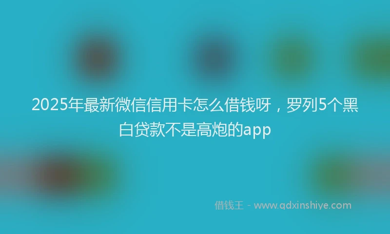 2025年最新微信信用卡怎么借钱呀，罗列5个黑白贷款不是高炮的app