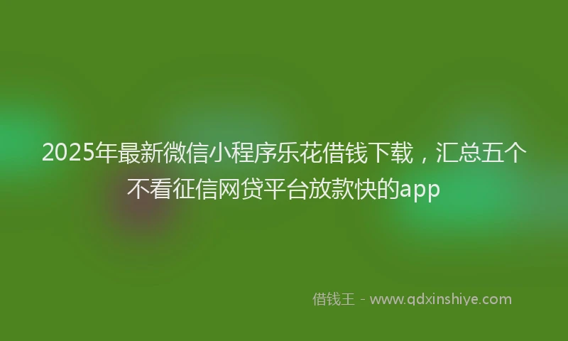 2025年最新微信小程序乐花借钱下载，汇总五个不看征信网贷平台放款快的app