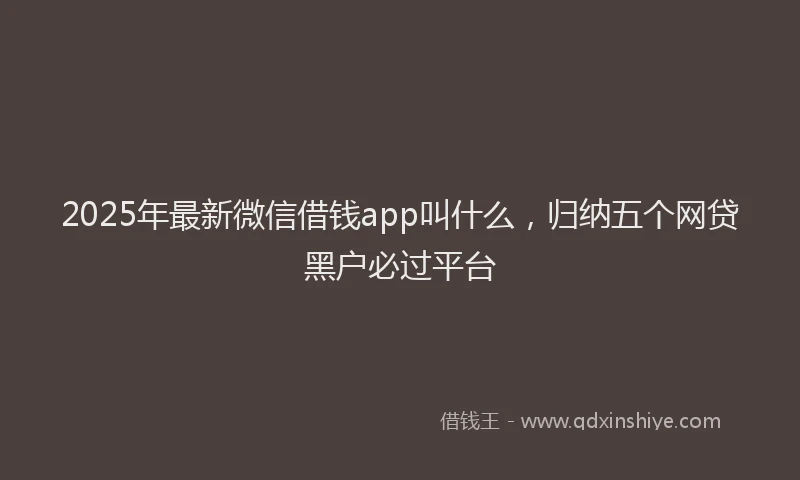 2025年最新微信借钱app叫什么，归纳五个网贷黑户必过平台