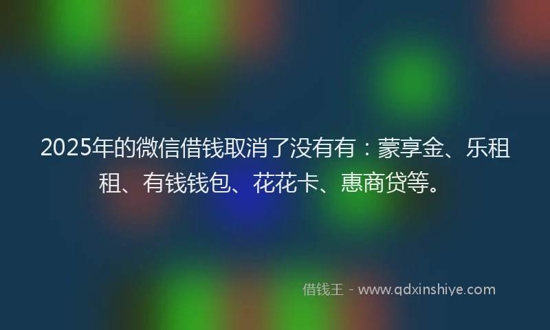 2025年的微信借钱取消了没有有：蒙享金、乐租租、有钱钱包、花花卡、惠商贷等。