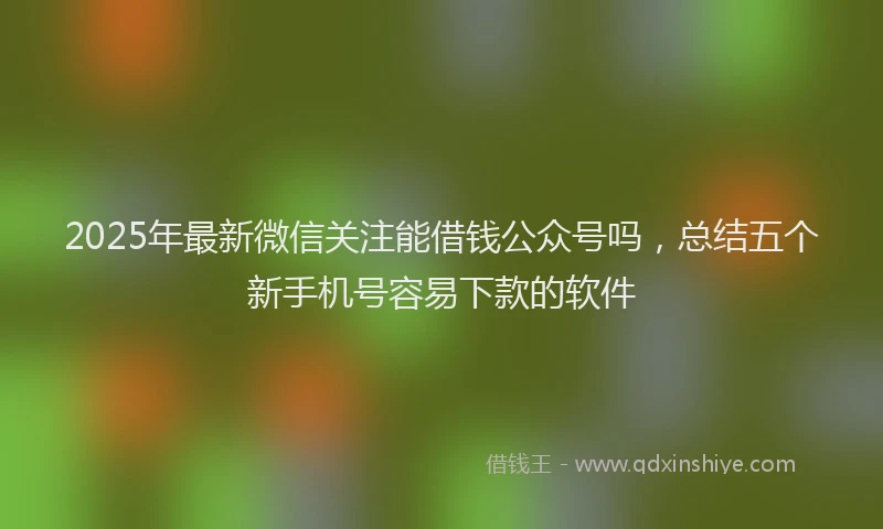 2025年最新微信关注能借钱公众号吗，总结五个新手机号容易下款的软件