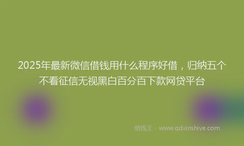 2025年最新微信借钱用什么程序好借，归纳五个不看征信无视黑白百分百下款网贷平台