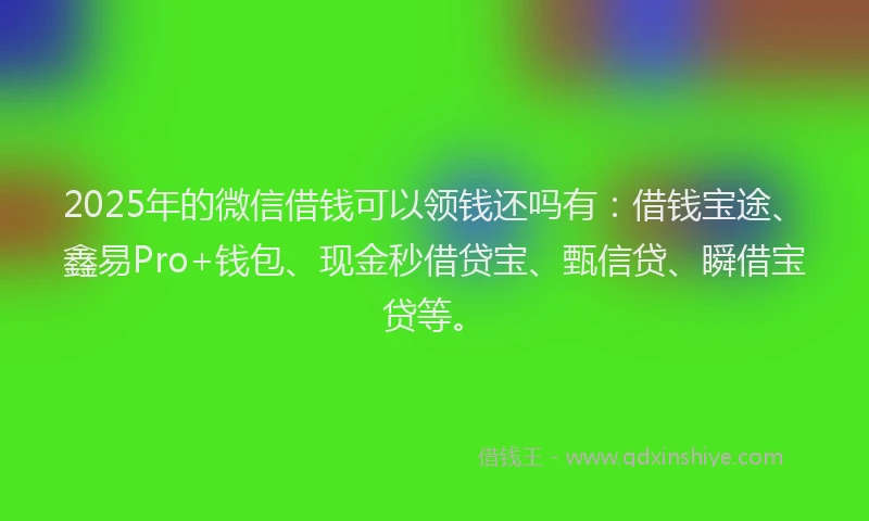 2025年的微信借钱可以领钱还吗有：借钱宝途、鑫易Pro+钱包、现金秒借贷宝、甄信贷、瞬借宝贷等。
